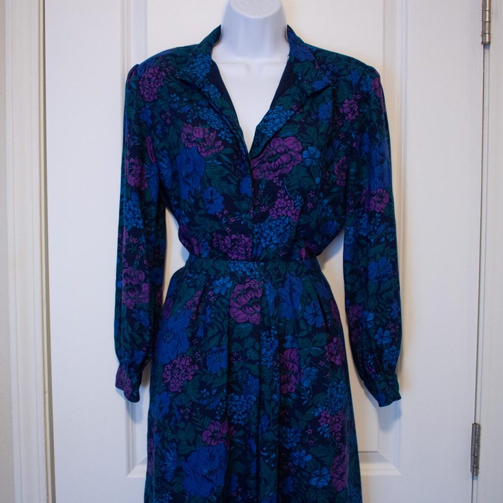 VTG Moody Cottagecore Floral 2Pc Set Romantic High Neck 14 Country Sophisticates